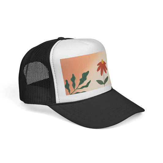 Floral Sunset Trucker Cap — Retro Wildflower Patch Hat