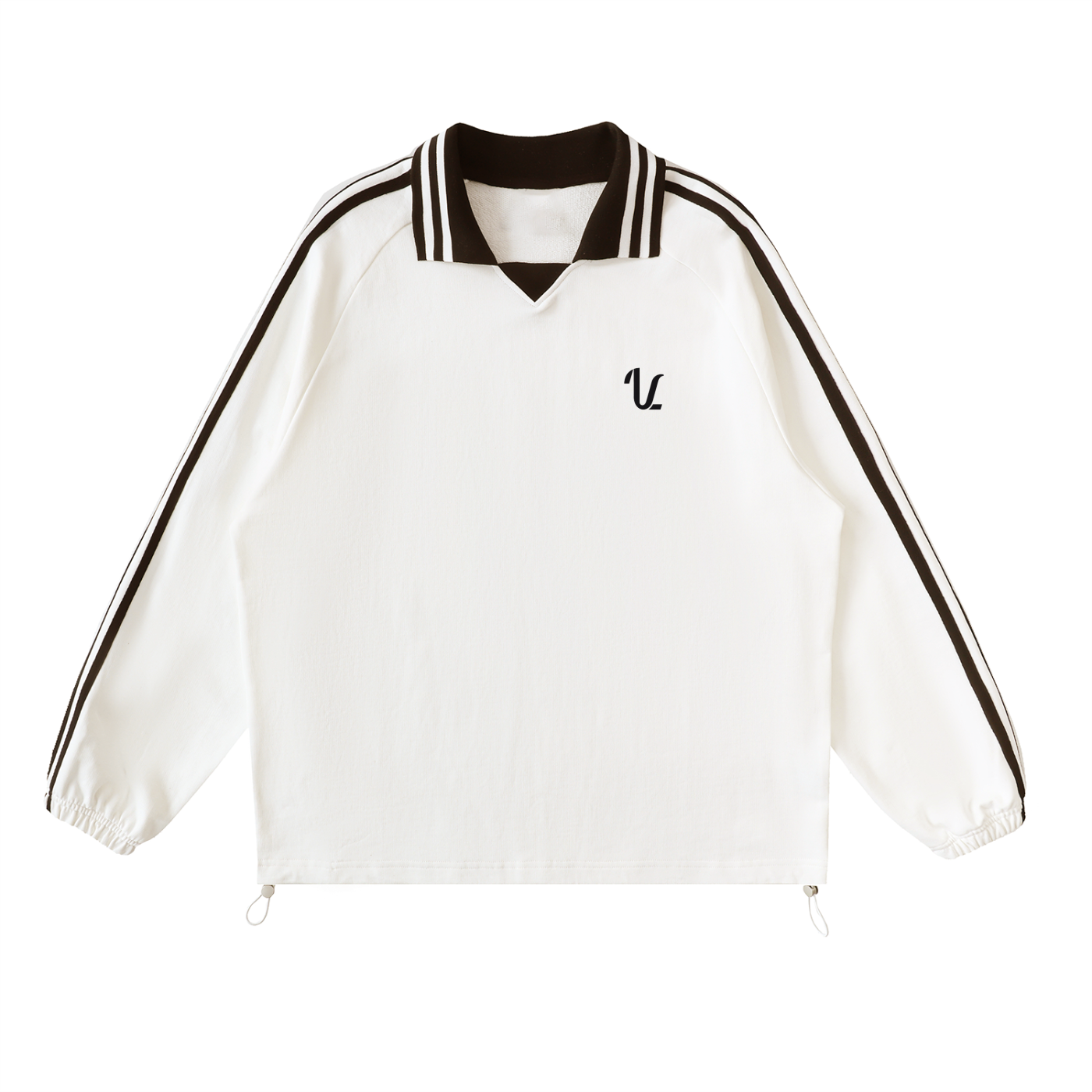Contrast Striped Lapel Collar Sweatshirt