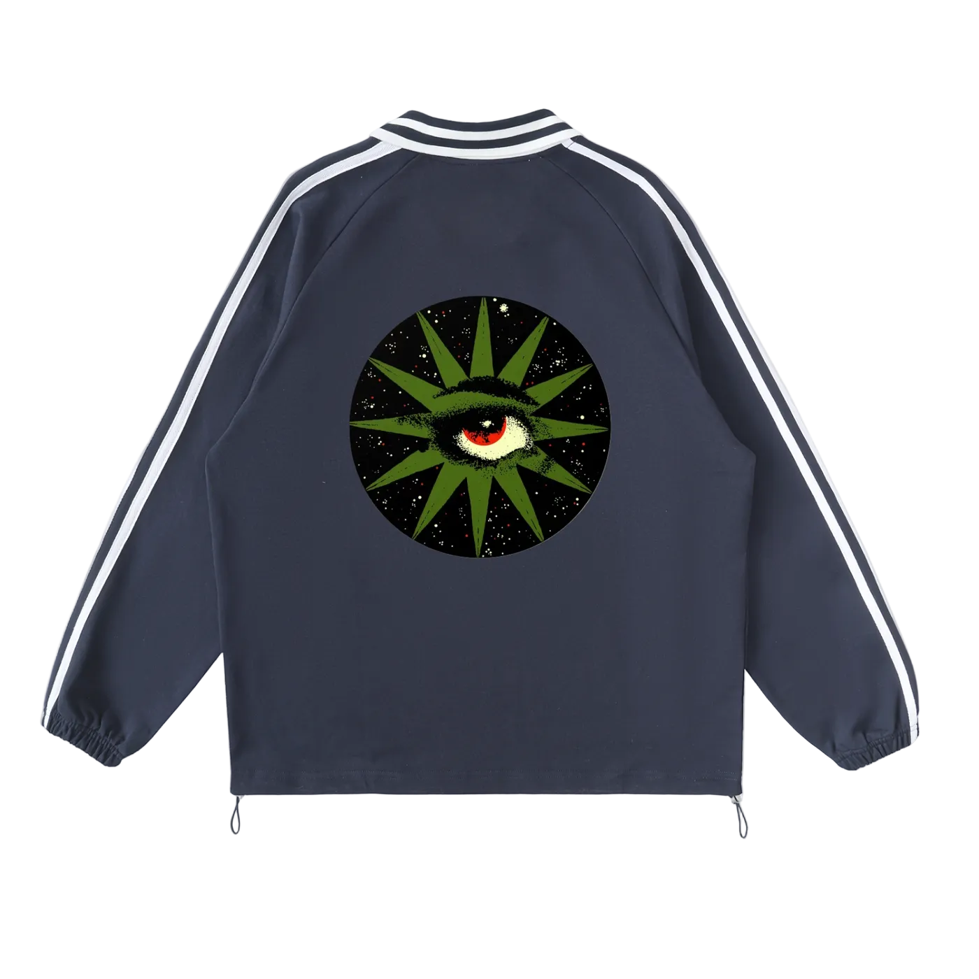 Contrast Striped Lapel Collar Sweatshirt